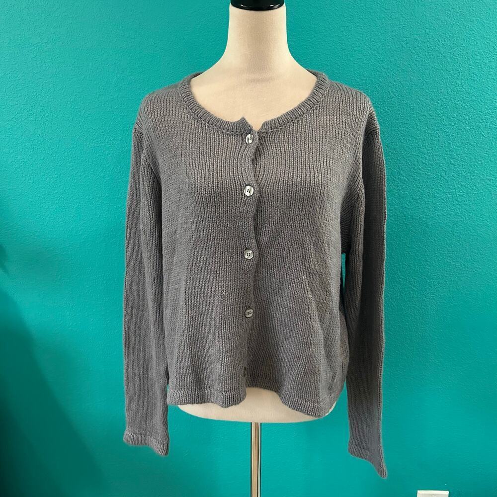 NWT NIA Ariana Cardigan Gray Acrylic Wool Blend Button Sweater Womens Size S/M